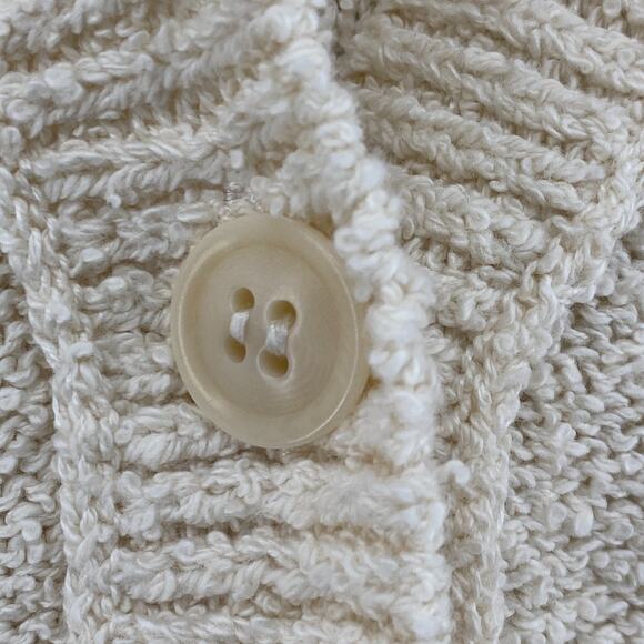 EILEEN FISHER Sweater S Organic Cotton Boucle Boxy Cardigan Button Up Off White - Picture 8 of 12